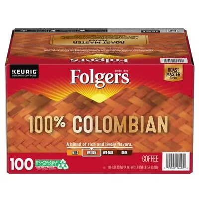 ☕Folger's-  Medium Roast- 100% Colombian Coffee - 100 K-cups • $38