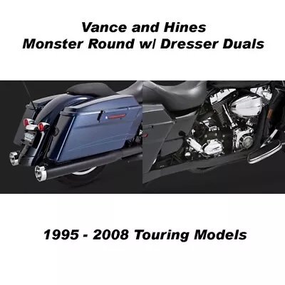 Vance & Hines Touring Monster Round Slip-ons Black Dresser Duals 95-08 Touring • $1024.99