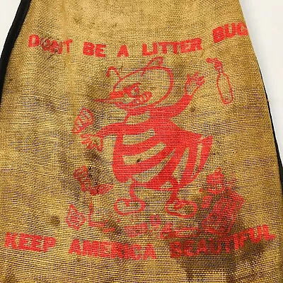 Vintage Highway Auto Litter Canvas Bag “Don't Be A Litter Bug” Little Indian Boy • $30