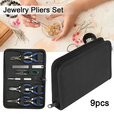 £18.09 • Buy 9pcs Jewellery Making Findings Beads Mini Pliers Tools Set Wire Cutters Kit UK