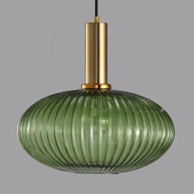 $79.99 • Buy Vintage Green Ribbed Glass Pendant Light Modern Hanging Ceiling Lamp Fixture