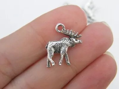 8 Moose Charms Antique Silver Tone A137 • $4.25