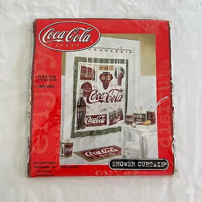 Vintage Coca-Cola  70 X72  Vinyl Shower Curtain 1990s NEW Rare • $36.99