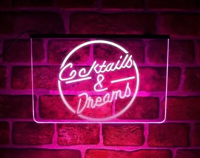 £24.99 • Buy Cocktails And Dreams LED Neon Light Up Sign | Wall Display For Home Gin Bar Pub
