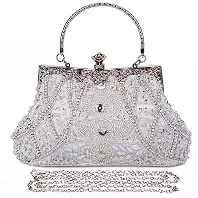  1920s Vintage Beaded Clutch Evening Bags For Women Formal One Size Silver • $83.51
