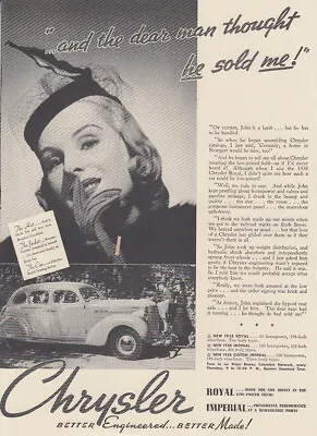 And The Dear Man Thought HE Sold ME! Chrysler Royal Sedan Ad 1938 NY • $9.99