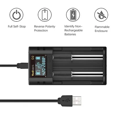 USB Charger For 16340 14500 26650 3.7V-4.2V Rechargeable Li-Ion Battery UK Stock • £11.99