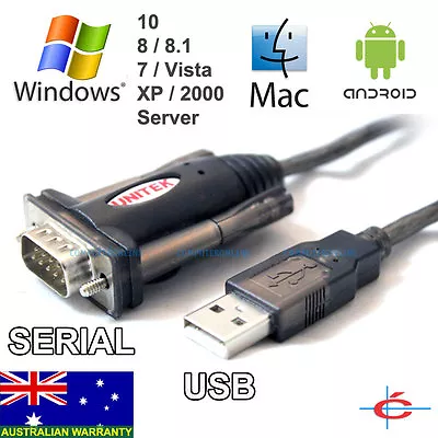 Unitek Y-105 USB To RS232 DB9 Serial Cable Adapter Converter Windows Mac Linux • $23.90