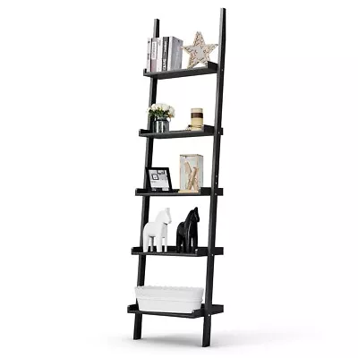 5 Tiers Ladder Rack Wall Display Shelf Stand Home Office Storage Shelving Unit • £44.95