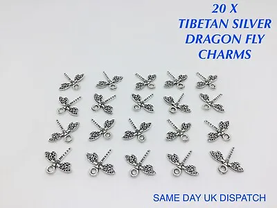 £2.99 • Buy 20 Tibetan Metal  Dragonfly Charms Bracelet Necklace Jewellery Making Craft