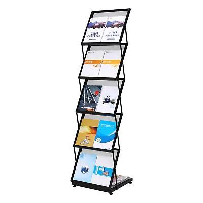 5 Layers Foldable Magazine Display Racks Brochure Stand Catalog Literature Rack • £81.02