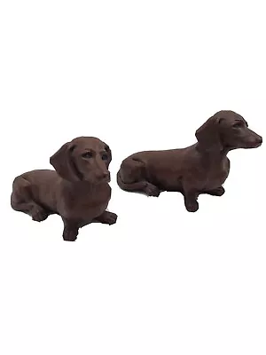 Dachshund Puppy Dogs Set Of 2 Figurines Red Mill Mfg Handcrafted In USA Vintage • $49.99