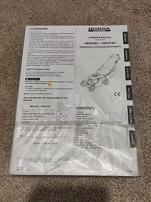 Honda Rotary Petrol Mower HRX426C - HRX476C Owners Manual ENG FR GER IT SP DU • £8