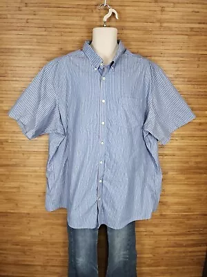 Eddie Bauer Wrinkle Free Relaxed Fit Blue Striped SS Shirt Mens Size 3XLT TALL • $13.99