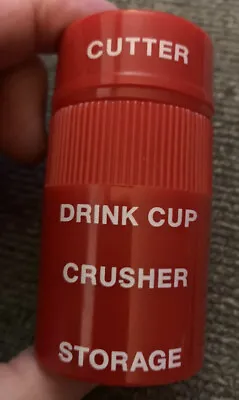 Medicine Storage Combo Unit Crusher Portable Drinking Cup Cutter Red • $5.80