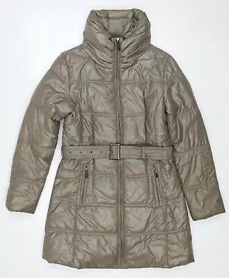 Edina Ronay Womens Beige Quilted Coat Size 10 Zip • £6.75