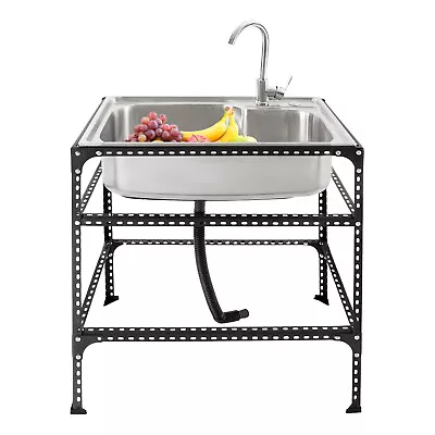 Freestanding Utility Sink Fish Cleaning Kitchen Sink With Faucet Stainless Steel • $168