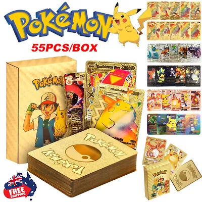55Pcs Pokemon Card Foil GOLD PACK 55 CARDS TCG GX Vmax GX Card Charizard Rare AU • $10.99
