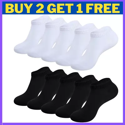 Mens Womens Low Cut Trainer Liner Ankle Socks Soft Cotton Invisible Sports Socks • £3.49
