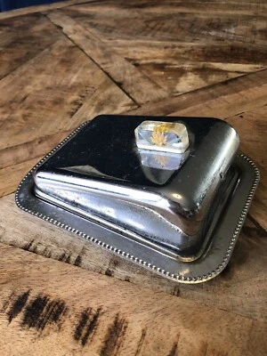 £5.99 • Buy Vintage Retro Mid Century Stainless Steel Metal Butter Cheese Dish Lid