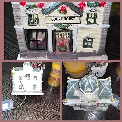 Village Lighted Porcelain Court House 7” Inches Tall X 7” Wide 3 Floors [Used] • $39