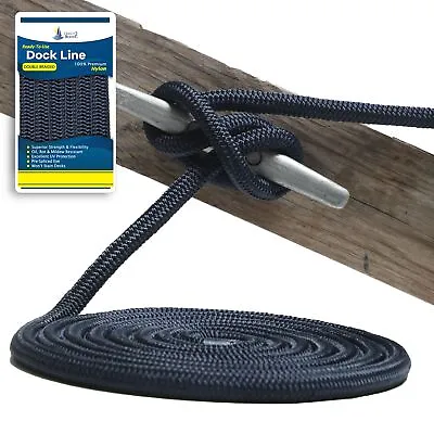 5/8  X 15' - Dark Navy Durable Double Braided Nylon Dock Line - For Boats Up To • $26.98
