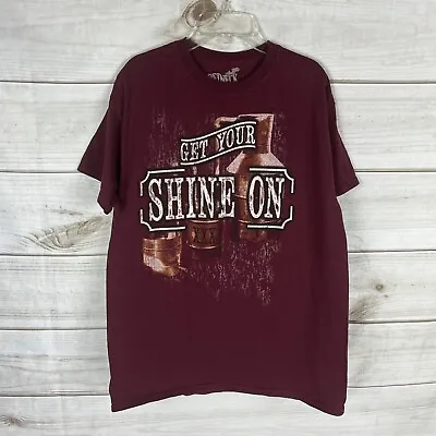 Redneck Outfitters Men's Large Get Your Shine On T-Shirt Moonshine Still Maroon • $10