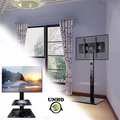 $99.97 • Buy 32-65 Floor TV Stand Tilt Mount Bracket With Component Shelf For Hisense Sony LG