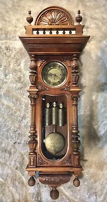 Antique Germany GUSTAV BECKER Striking Vienna Clock3 Carved Brass Weights • $1800