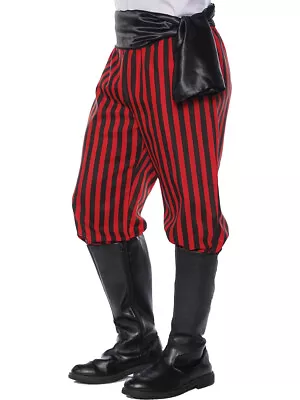 Men's Red And Black Pirate Deckhand Pants Costume Accessory Large 42-46 • $36.98
