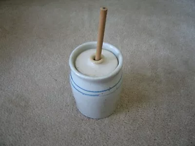 $100 • Buy Antique Hand-Turned Butter Churn With Original Lid And Wood Churn