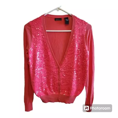 Moda International Neon Pink Sequin Cardigan 100% Cotton • $25