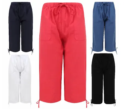 £8.95 • Buy Ladies Womens Cotton 3/4 Pedal Shorts Harem Plus Size Summer Light Harem Capri