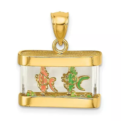 3D Moveable Enamel Fish Aquarium Charm In Real 14k Yellow Gold • $641.99