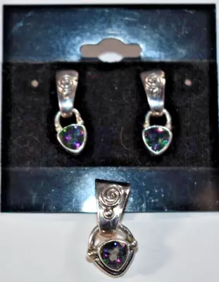 SAJEN Sterling Silver 925 MYSTIC TOPAZ Dangle Earrings Pendant Set • $39.99