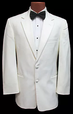 Men's Perry Ellis Ivory Tuxedo Jacket Two Button With Satin Notch Lapels 37L • $39.99