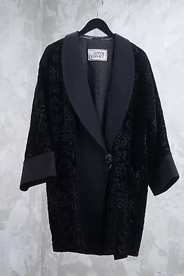 1991 GIANNI VERSACE Runway Black Velvet Embroidery Smoking Coat Jacket RARE • $2998