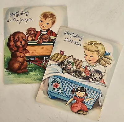 Vintage UNUSED Greeting Cards Birthday Cats Dogs 1950's  • $6.99