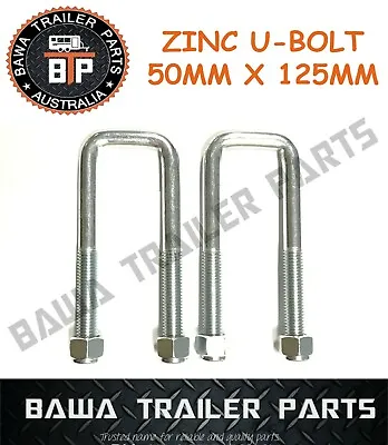2x ZINC U-Bolts 50MM SQUARE 125mm Long  !!! Trailer Parts   • $19.95