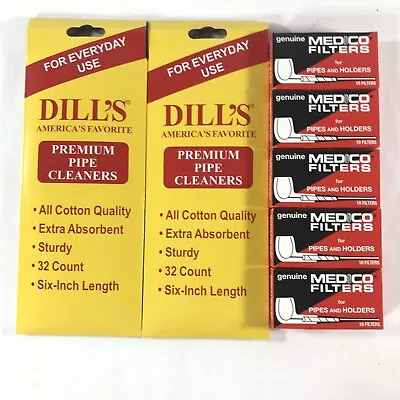 2 Pack Dills Cotton Pipe Cleaners 32ct & Medico Pipe Filters 50ct NEW In Package • $15.55