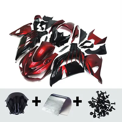 Injection Red Black Fairing Kit For 2012-2021 Kawasaki Ninja ZX14R ABS Bodywork • $439.95