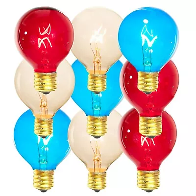 4th Of July G50 Replacement Light Bulbs Red Clear And Blue Warm White Lights • $32.99