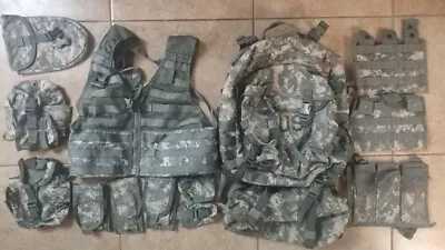 14 PC US Army Rifleman Set System ACU UCP Molle Assault Pack Pouches Vest FLC VG • $48.90