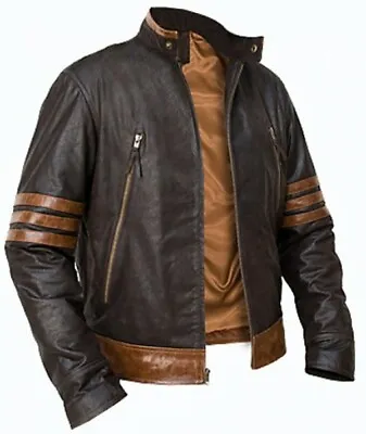 £159.99 • Buy X Men Wolverine Brown Biker Leather Jacket Size XS To 4XL Movies Leather Jacket