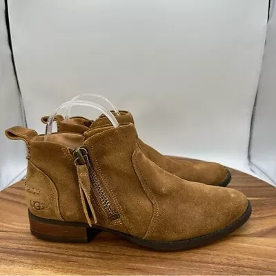 UGG Aero Ankle Boot Chestnut Brown Suede Side Zipper 1094889 Women's 7.5 • $49.99