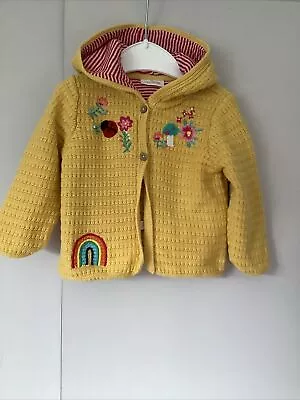 Next Baby Girl Cardigan Age 9-12 Months Knitted Bobbly Knit Rainbow Embroidery • £2.95