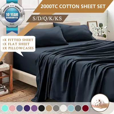 $24.99 • Buy 100% Egyptian Cotton 2000TC Ultra SOFT 4PCS Bed Sheet Set Winter Thermal Sheets