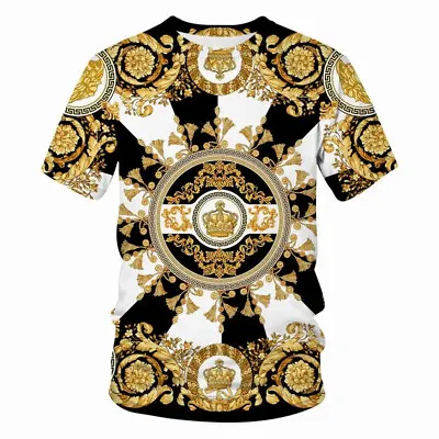 New Fashion Short Sleeve 3D Baroque Print Luxury Men Women T-Shirt All Sizes • $25.90