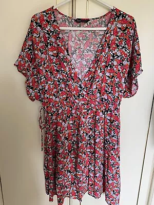 M&s Red/pink Floral Dress Size 12 • £3.50