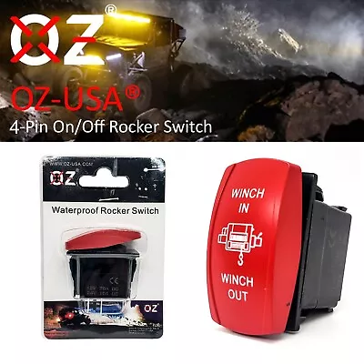 Winch In/Out Momentary Red Rocker Switch 4-Pin UTV RV Boat Golf Cart RZR Can-Am • $16.99